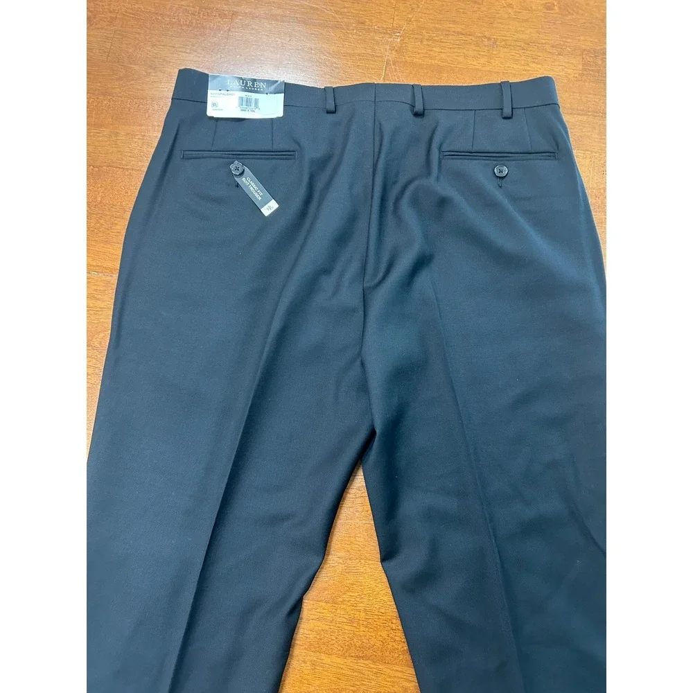 New Lauren Ralph Lauren Suit Trouser Mens 36x32 Black Ultraflex Edgewood